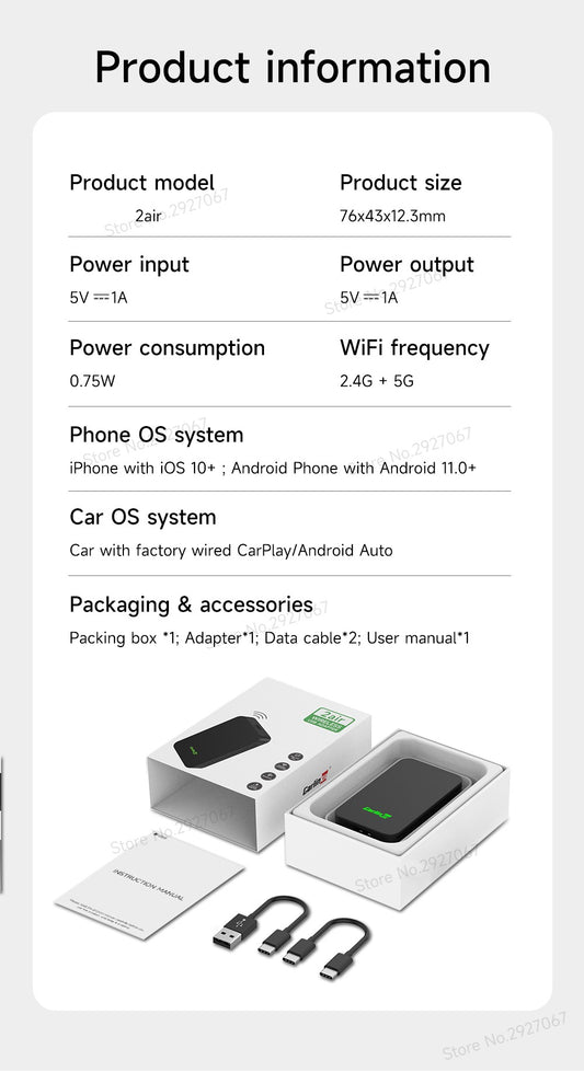 Adaptador CarPlay y Android Auto Inalámbrico CarlinKit 5.0 Pro