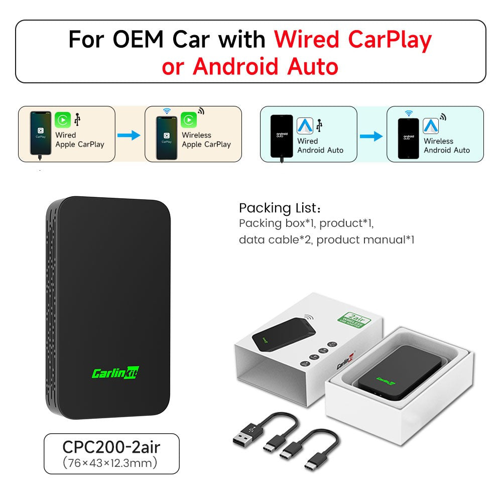 Adaptador CarPlay y Android Auto Inalámbrico CarlinKit 5.0 Pro